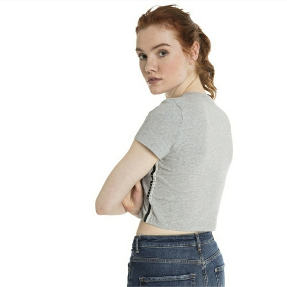 New Women's Puma Tape Pack Logo Cropped Tee - Picture 4 of 5